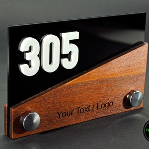 Acrylic & Wooden Sign for Hotel Signage, Room Number Sign, Apartment Door Sign