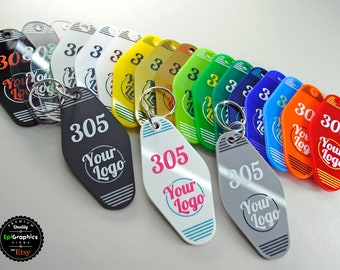 Personalized hotel key tag, Keychain with your logo and room number