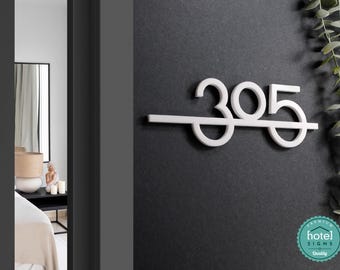 Minimalist Floating Room Number Sign 5mm Acrylic | Connected Cutout Plaque for Modern Hotel & Airbnb