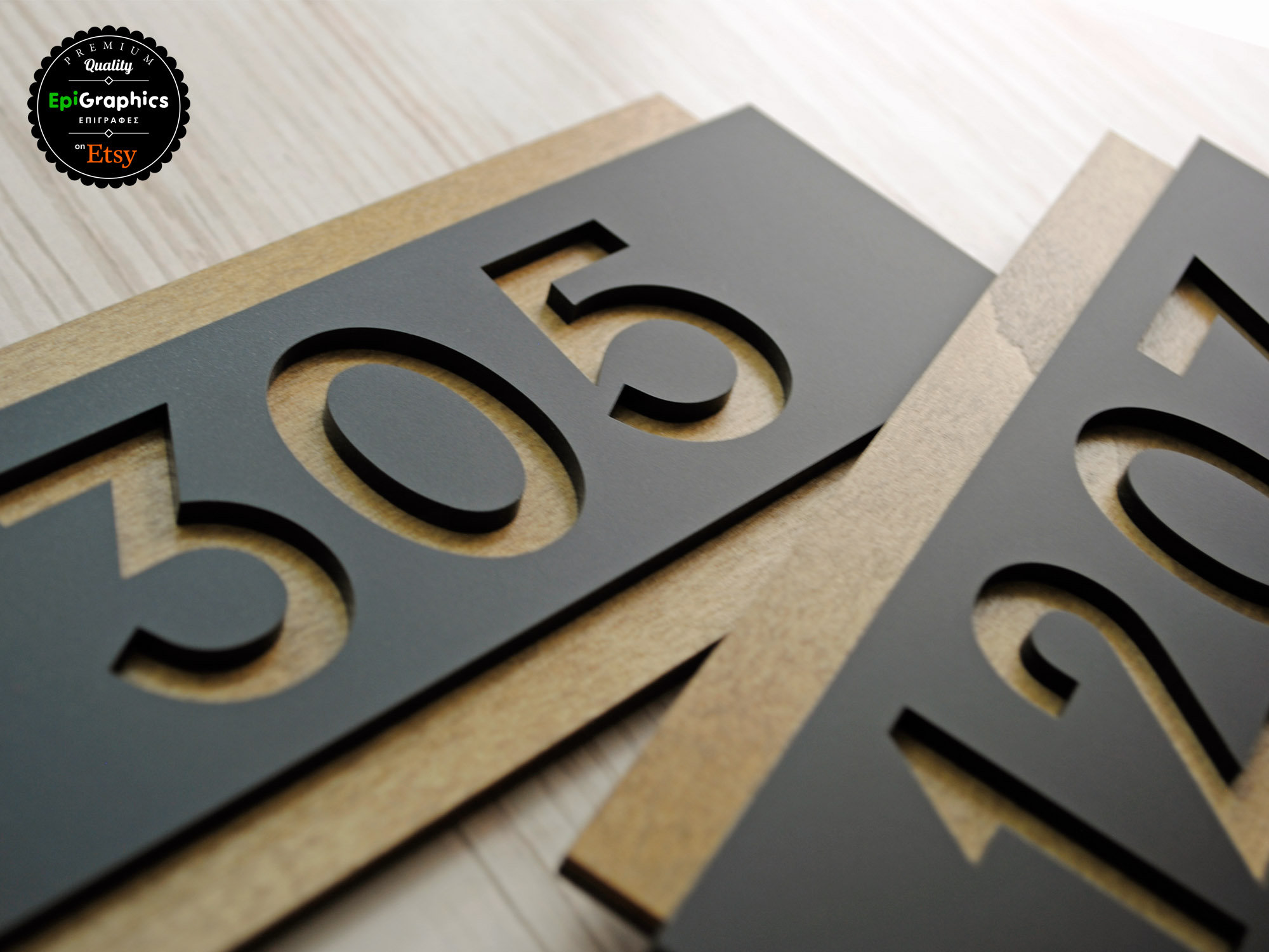 Modern Wood & Acrylic Room Number Sign - Hotel Apartment Door Signage ...