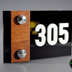 Modern Acrylic & Wenge Wood Room Number Sign