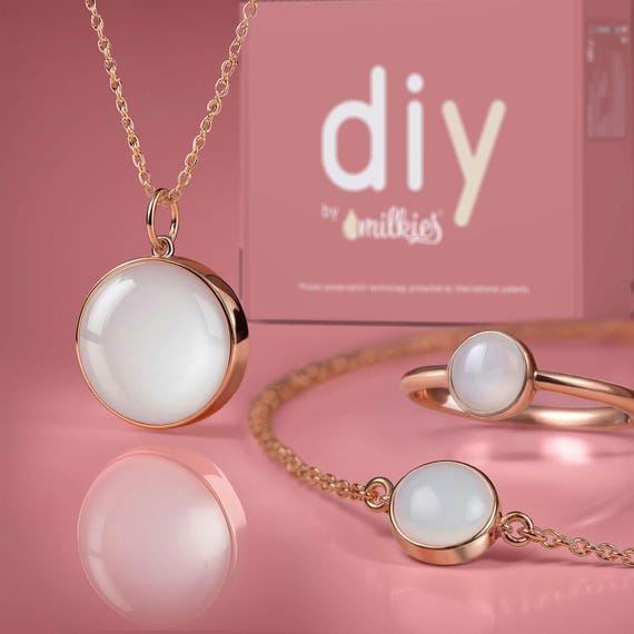 Patented DIY kit Breastmilk Set, Circle of Life 18mm necklace, bracelet, ring Mothers Milk Jewellery Breast Milk Gift Idea Jewelry