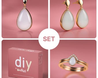 Kit de joyería DIY con leche materna: Anillo, collar y pendientes de plata de ley.