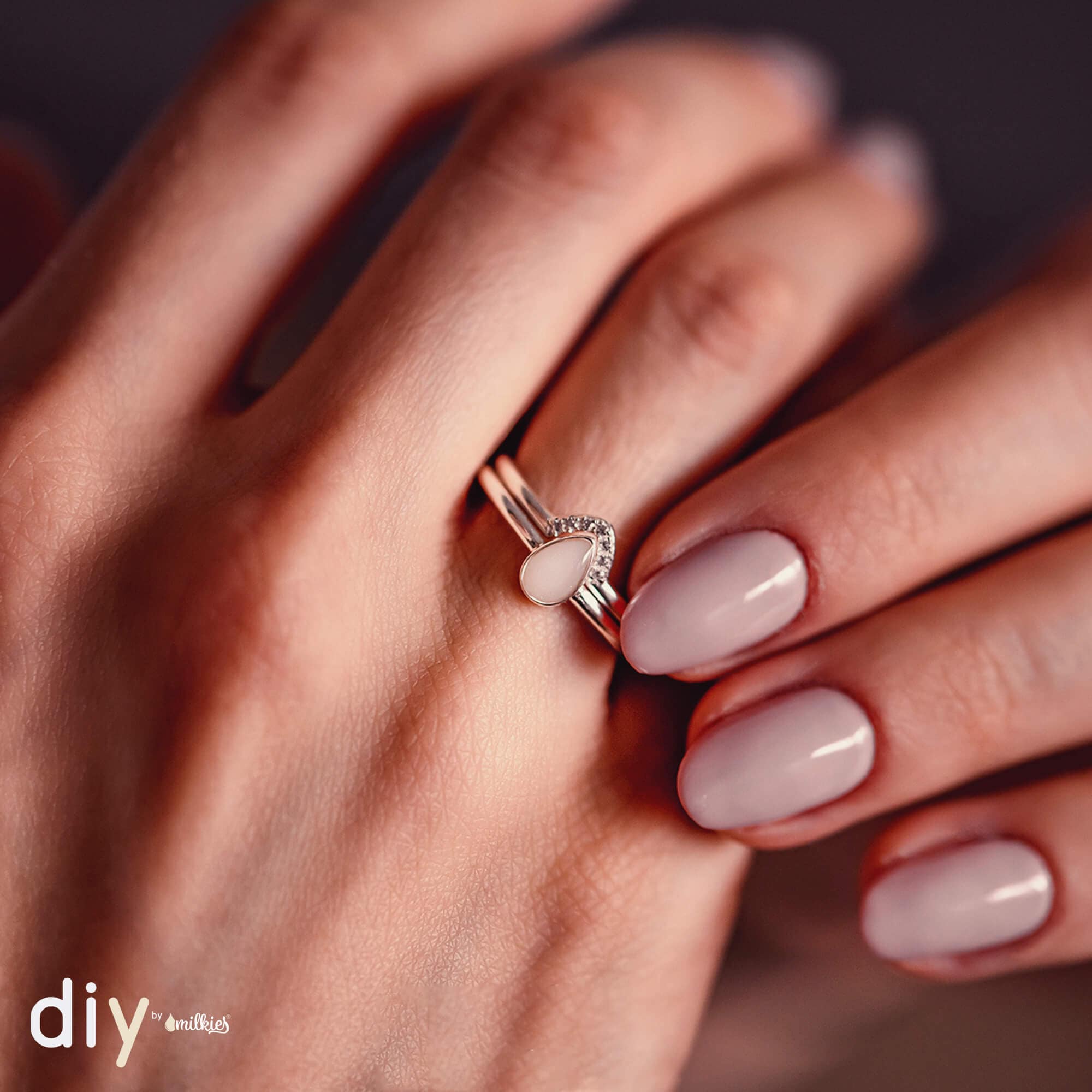 Patented DIY Breastmilk Set Ring Together Drop Shaped Mothers Milk Jewellery Breast Milk Gift Idea Jewelry kit Keepsake Beginner Easy step