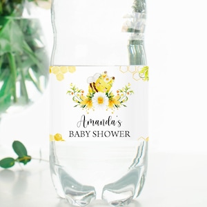 EDITABLE Bee Bottle Label Bumble Bee Baby Shower Water Labels Printable Honey Bee Gender Neutral Baby Shower Bottle Label Template 0148