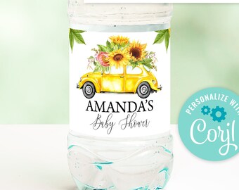 Printed OR Printable Sunflower Water Bottle Labels Sunflower - Etsy
