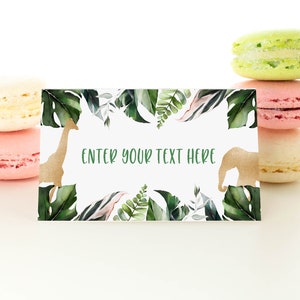 EDITABLE Safari Food Tags Gold Animals Food Labels Safari Place Cards Wild One Table Gold WILD Animals Tent Card Jungle Buffet Label 0101