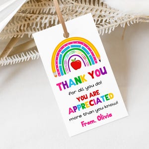 EDITABLE Teacher Appreciation Week Gift Tags Teacher Appreciation Tags Thank You Teacher Gift Tag Printable End of School Year Tag 0206