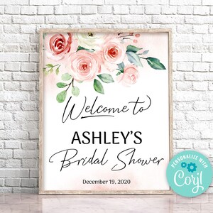 Editable Blush Pink Floral Bridal Shower Welcome sign, Blush Bridal Shower Sign, Bridal Shower Sign Template, Boho Pink Printable Sign 0127