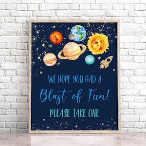 Space Favors Sign Outer Space Party Sign Galaxy Take Treat Planet Solar System Party Galaxy Rocket Ship Astronaut Birthday Decorations 0142