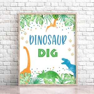 Dinosaur Dig Sign Prehistoric Party Sign Dino Dig Sign Dinosaur Favor Table Jungle Dino Party Sign T-Rex Party Sign 0109