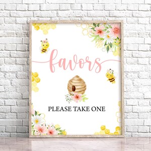 Bee Favors Sign Bumble Bee Table Decor Sign Please Take One Sign Honey Bee Table Decor Babee Shower Decor Sign 0148