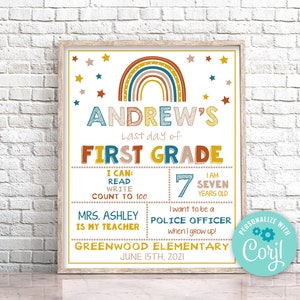 Editable Last Day of First Grade Sign Personalized Last Day of School Sign Chalkboard Last Day Of 1st Grade Sign Instant Download 0141