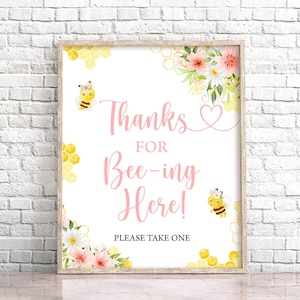 Thanks For Bee-ing Here Sign Bumble Bee Table Decor Sign Please Take One Sign Honey Bee Table Decor Babee Shower Decor Sign 0148