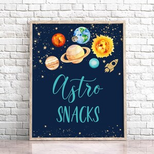 Astro Snacks Space Party Sign Outer Space Astro Snacks Sign Planet Solar System Party Galaxy Food Table Sign Rocket Ship Astronaut 0142