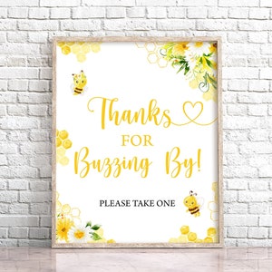 Thanks For Buzzing By Sign Bumble Bee Table Decor Sign Please Take One Sign Honey Bee Table Decor Babee Shower Decor Sign 0148