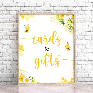 Cartões de abelha e presentes sinal mamãe para abelha amarelo floral abelha cartões de chá de bebê e presentes sinal decoração de mesa de abelha mel abelha chá de bebê 0148
