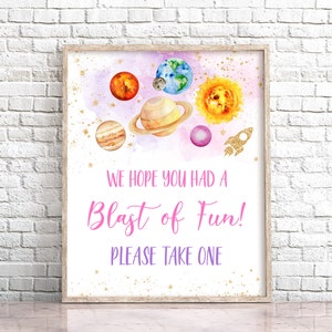 Space Favors Sign Outer Space Party Sign Galaxy Take Treat Planet Solar System Party Galaxy Rocket Ship Astronaut Birthday Decorations 0142
