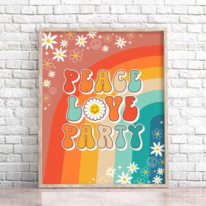 Groovy Peace Love Party Sign 70&#39;s Birthday Party Table Decor One Two Groovy Party Hippie Table Decor Rainbow Peace Love Party Birthday 0170