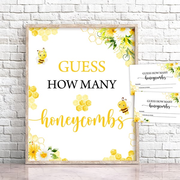 Bee Guess How Many Honeycombs Game Sign Honey Bee Baby Shower Game Honeycombs Baby Shower Sprinkle Sign Babee Shower Guess Game 0148