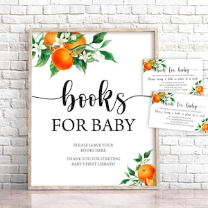 Little Cutie está a caminho Livros de chá de bebê para sinalização de bebê Livros laranja para sinalização de bebê Livro cítrico para sinalização de bebê Biblioteca do bebê 0147