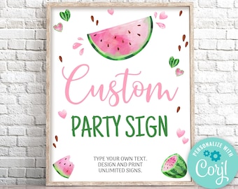 EDITABLE Watermelon Birthday Table Sign, Watermelon Custom Sign. Watermelon Birthday Party Sign Template Watermelon Birthday Decoration 0118