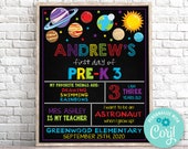 Editable First Day of Pre-K Sign, Solar System First Day of Pre-K, Chalkboard First Day Of School Sign Instant Download First Day of School