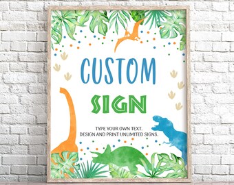 Letrero de mesa de cumpleaños de dinosaurio EDITABLE, Letrero de dinosaurio azul. Plantilla personalizada de letrero de fiesta de cumpleaños de Safari Dino, decoraciones de cumpleaños de T-Rex 0109
