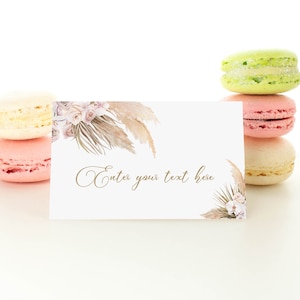 MODIFIABLE Pampa Grass Tent Card Boho Food Tags Tropical Desert Place Cards Boho Tropical Desert Favors Pampas Grass Buffet Label 0165