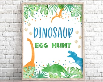 Dinosaur Egg Hunt Sign, Prehistoric Party Decor (Digital Download)