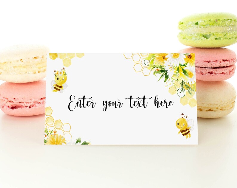 EDITABLE Bee Tent Card Honey Bee Food Tags Bee Birthday Food Labels Bumble Bee Place Cards Bee Baby Shower Table Card Bee