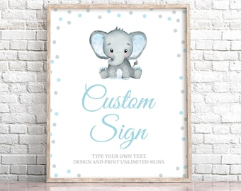 Editable Elephant Baby Shower Table Sign Template (Digital Download)