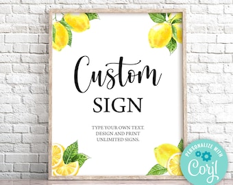 Lemon Baby Shower Sign Template | Editable Citrus Decor (Digital Download)