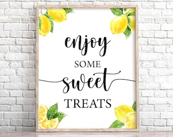 Lemon Sweet Treats Sign, Printable Baby Shower Decor (Digital Download)