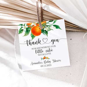 EDITABLE Orange Thank You Tags A Little Cutie Baby Shower Favor Tag Citrus Thank You Tag Orange Favor Tag A Little Cutie Is On The Way 0147
