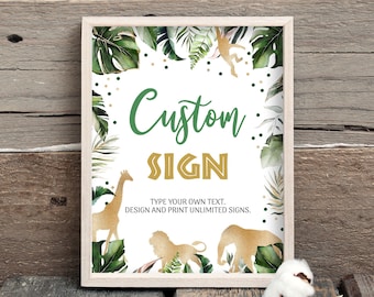 EDITABLE Safari Animals Birthday Table Sign, Wild Animals Sign. Custom Safari Birthday Party Sign Template, Jungle Birthday Decorations 0101