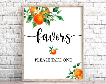 Orange Favors Sign, Citrus Baby Shower Decor (Digital Download)
