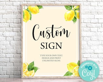 Lemon Baby Shower Sign Template, Citrus Theme (Editable)
