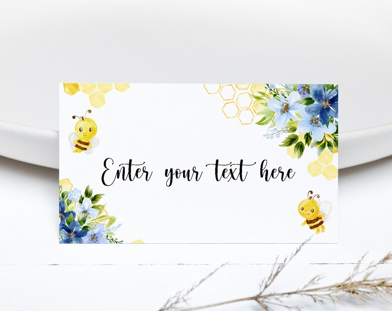 EDITABLE Bee Tent Card Honey Bee Food Tags Bee Birthday Food Labels Bumble Bee Place Cards Bee Baby Shower Table Card Bee
