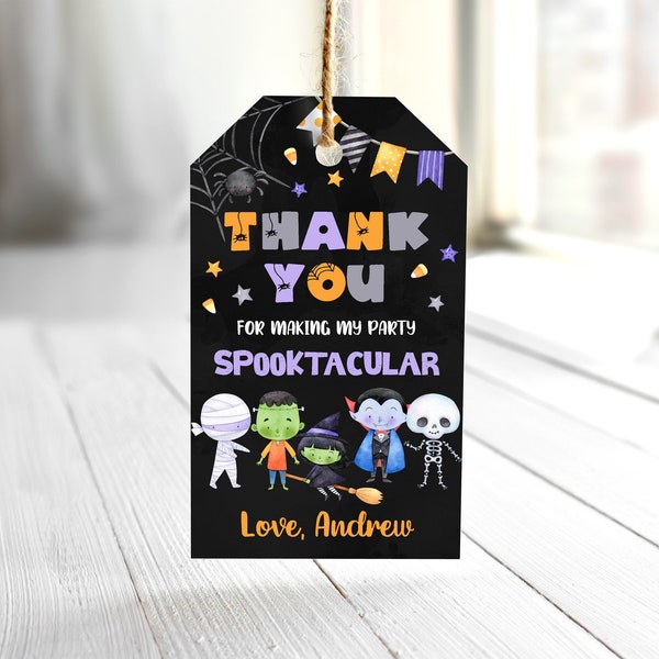 EDITABLE Halloween Birthday Thank You Tag Halloween Treat Tags Halloween Party Favor Tag Halloween Favor Tag Halloween Thank you Tag 0180