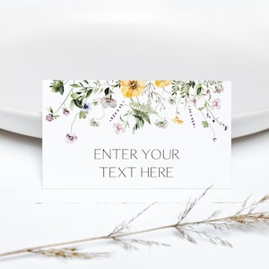EDITABLE Wildflower Tent Card Rustic Wildflower Food Tags Wildflower Bridal Food Labels Wildflower Place Cards Wildflower Buffet Label 0201