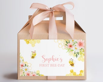 Editable Bee Gable Box Label, Bumble Bee Party Favor (Digital Download)