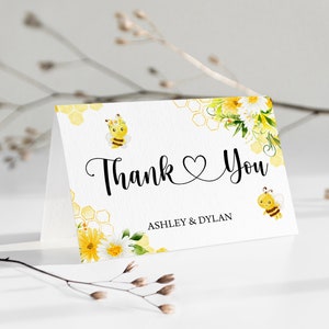 Editable Honey Bee Thank You Folded Card Bumble Bee Thank You Card Sweet As Can Bee Baby Shower Thank You Card Printable 0148