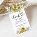 EDITABLE Sunflower Favor Tag Printable Sunflower Baby Shower Thank You ...