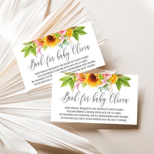 Bewerkbare zonnebloem baby shower boek voor baby kaart rustieke zonnebloem boek verzoek kaarten Boho zonnebloem breng een boek voor baby ticket 0113