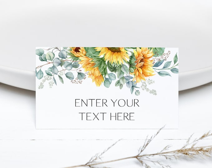 Sunflower Place Card Holders, Sunflower Food Tent Labels, Sunflower