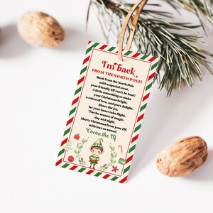 EDITABLE Elf I&#39;m Back Tags Elf Hello Tag Elf Return Favor Tag Christmas Elf Tags Printable Boy Holiday Elf Tags Instant Download 0217