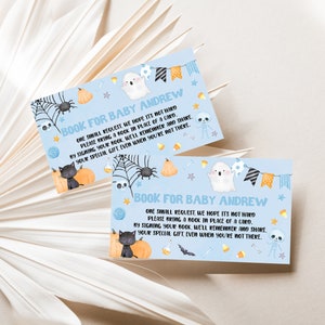 Bewerkbare Little Boo Baby doucheboek voor babykaart Halloween Boy Ghost Book Request Cards A Little Boo Is bijna Due Baby Shower 0181