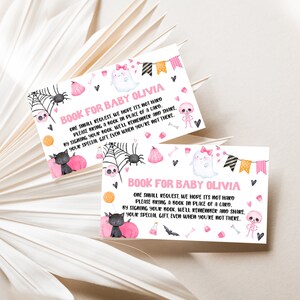Bearbeitbares Little Boo Baby Shower Buch für Baby-Karte Halloween-Mädchen-Geisterbuch-Anfrage-Karten A Little Boo ist fast fällig Baby-Dusche 0154