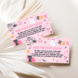 Bewerkbare Little Boo Baby Douche Boek voor Baby Card Halloween Girl Ghost Book Request Cards A Little Boo Is bijna Due Baby Shower 0154
